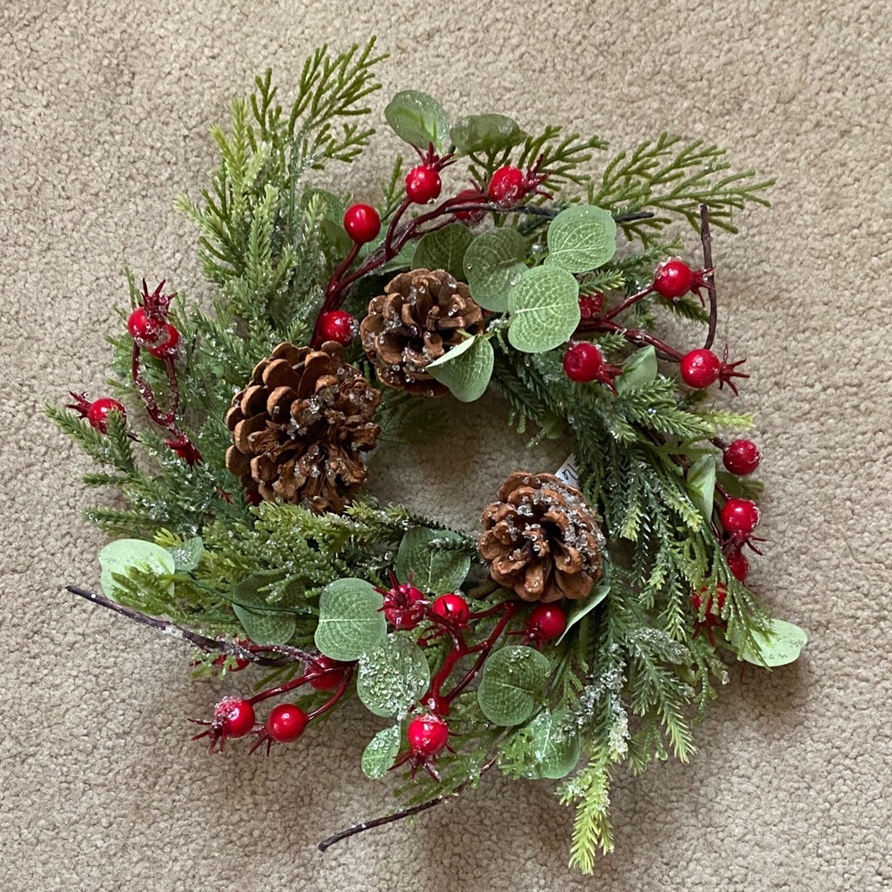 Festive Green and Red Holiday Wreath